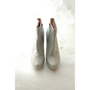 Crystal Silver Booties Boots Stiletto Heel Costume